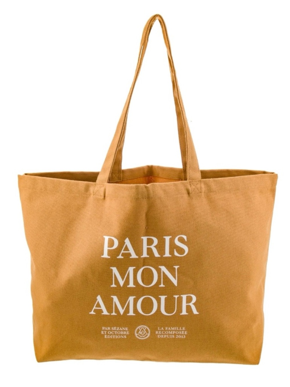 🆕-Sezane Paris Mon Amour Canvas Tote Bag in caramel color